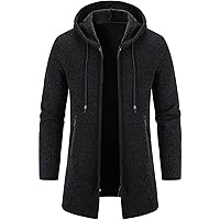 Mylldey Men's Long Cardigan Hoodies Full-zip Fleece Lined Sweaters